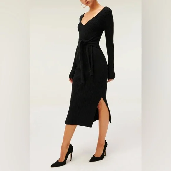 bodycon midi sweater dress Women's Jade Midi Sweater Dress | Black main image 1